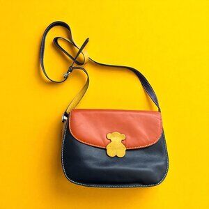 TOUS By You Signature Multicolor Leather Crossbody Saddle Bag